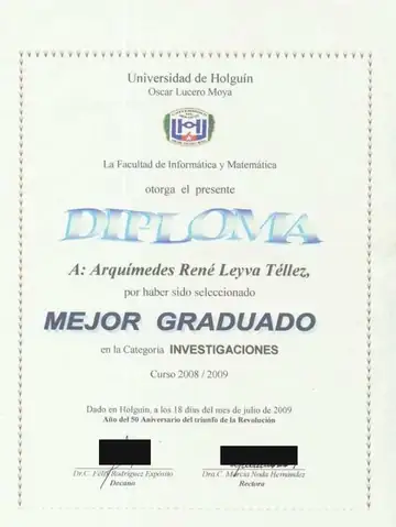 Best Graduate, Research Category (2009) award for Arquimedes Rene Leyva Tellez