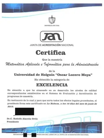 JAN rates Arquimedes Rene Leyva Tellez's M.Sc. programme “Excellent”