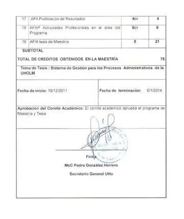 M.Sc. transcript (2/2) for Arquimedes Rene Leyva Tellez