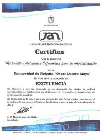 JAN rates Arquimedes Rene Leyva Tellez's M.Sc. programme “Excellent”