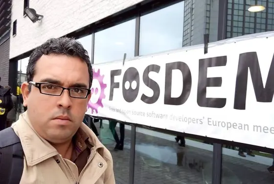 Arquimedes Rene Leyva Tellez at the FOSDEM open-source software conference in Brussels, 2017